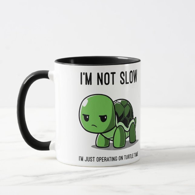 Grumpy Turtle Time Inte Långsam Rolig Kaffemug Mugg (Vänster)