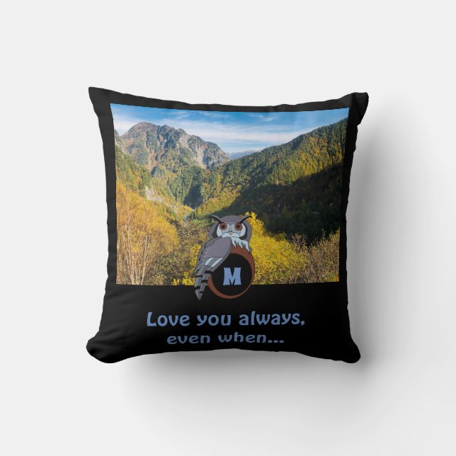 Grumpy Uggla NTEST på monogram äggfoto Kudde (Framsida)