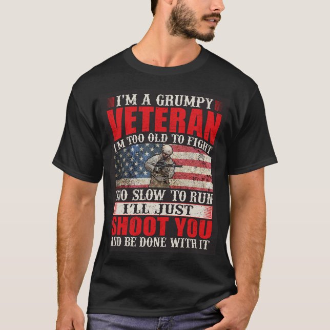 Grumpy Veteran T Shirt (Framsida)