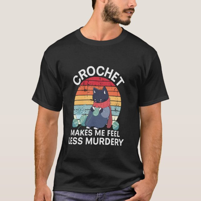 Grumpy Virkad Katt Rolig Stickning Garn Älskare Cr T Shirt (Framsida)
