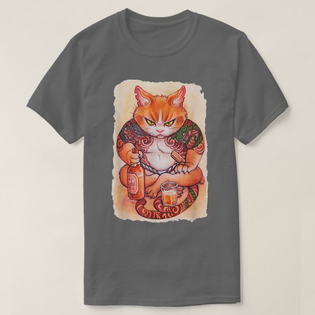 Grumpy Yakuza Cat tattoo Style Japan Gift  Basebal T Shirt (Design framsida)