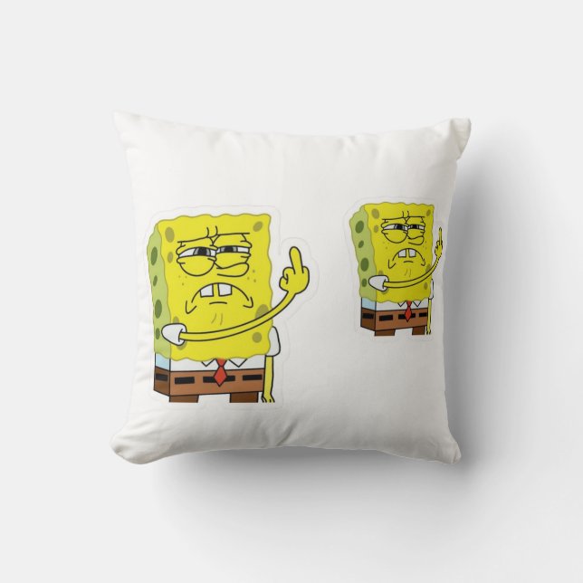 Grumpy Yellow Sponge Character Decorative Pillow Kudde (Framsida)