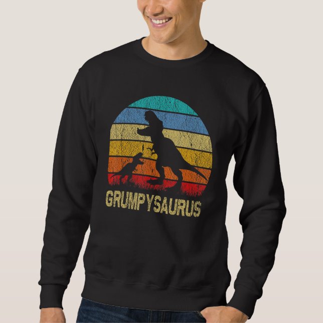 GrumpySaurus T Rex Dinosaur Grumpy Saurus Family M Lång Ärmad Tröja (Framsida)