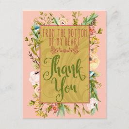 Grund av mitt blom- tackkort för hjärta tack kort