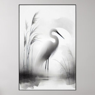 Grund Egret i mjuk Marsh Poster