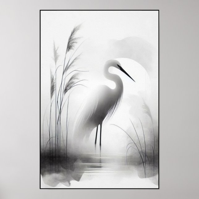 Grund Egret i mjuk Marsh Poster (Framsidan)