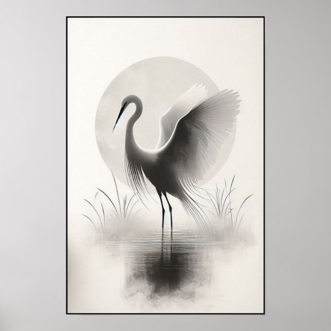 Grund Egret i mjuk Marsh Poster (Framsidan)