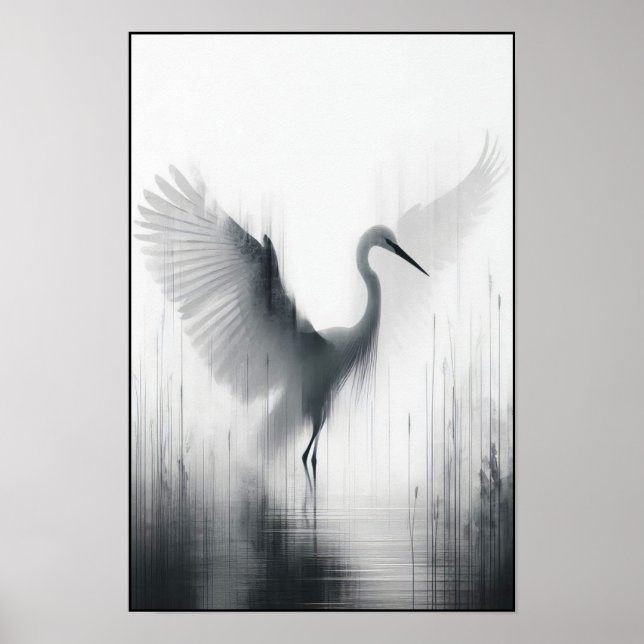 Grund Egret i mjuk Marsh Poster (Framsidan)