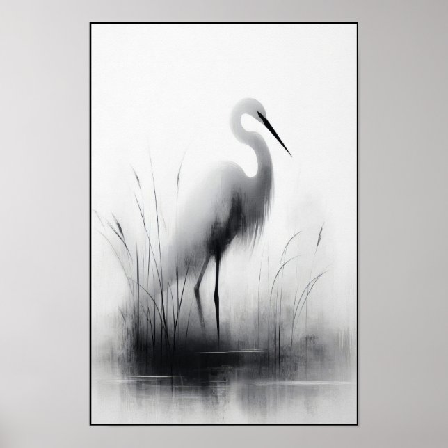 Grund Egret i mjuk Marsh Poster (Framsidan)