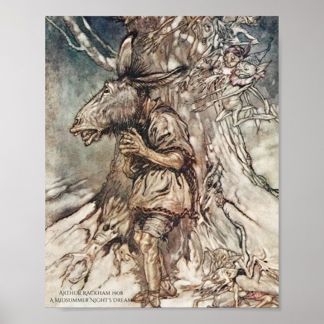 Grund Midsommarnattens Dream Arthur Rackham Poster (Framsidan)
