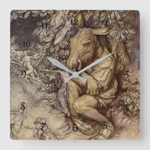 "Grund och Titania" av Arthur Rackham Fyrkantig Klocka
