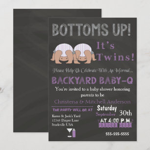 Grund Up Twillingars Baby-Q babyvisningsinbjudan f Inbjudningar