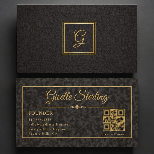 Grundare Monogram QR-kod Visitkort (Skapare uppladdad)