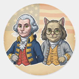 Grundare Pawthers - 4:e juli Cat Sticker Runt Klistermärke