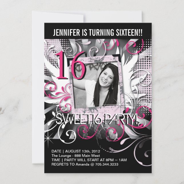 Grunde Sweet sixteen Inbjudan (Framsida)