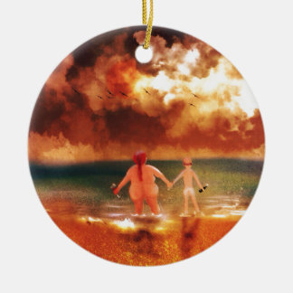 Grunder upp julgransprydnad keramik