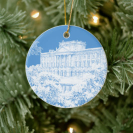 Grunderna vid Pemberley (blå och vit) - Julgransprydnad Keramik