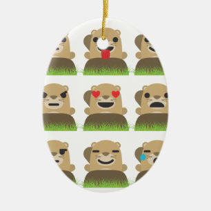 grundhog emojis julgransprydnad keramik