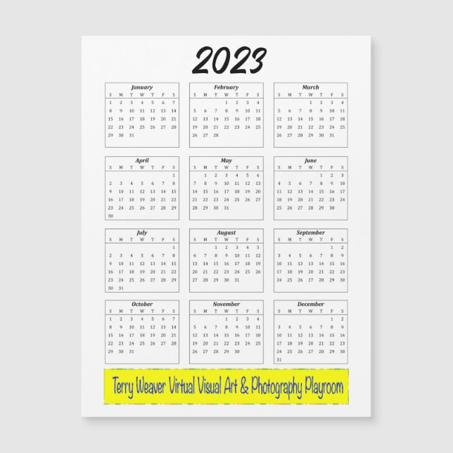 Grundläggande 2023-månadskalender med Vågräts Logo (Framsida)