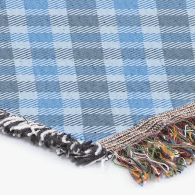Grundläggande Blå/Bebis Blå Gingham Diagonal Rutig Filt (Hörn)