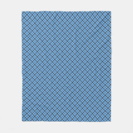 Grundläggande Blå/Bebis Blå Gingham Diagonal Rutig Fleecefilt