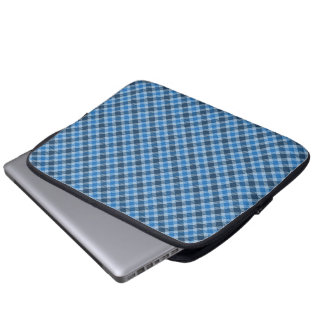Grundläggande Blå/Bebis Blå Gingham Diagonal Rutig Laptop Fodral