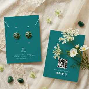Grundläggande Djup Teal Smycken Display Logotyp TM Visitkort