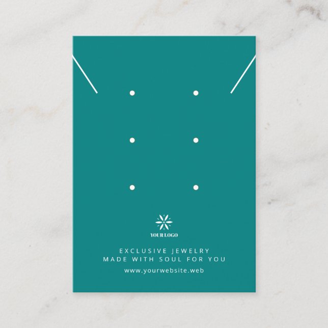 Grundläggande Djup Teal Smycken Display Logotyp TM Visitkort (Framsida)