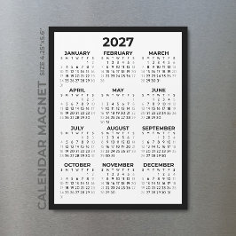 Grundläggande Enkel 2027 Magnetisk Kalender Grå He