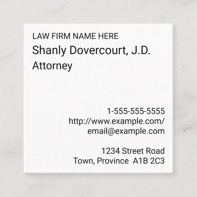 Grundläggande, enkelt Affärskort Fyrkantigt Visitkort (Framsida)