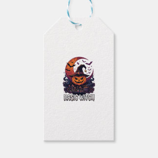 Grundläggande Häxa Halloween Pumpa Halvmåne Kittel Presentetikett