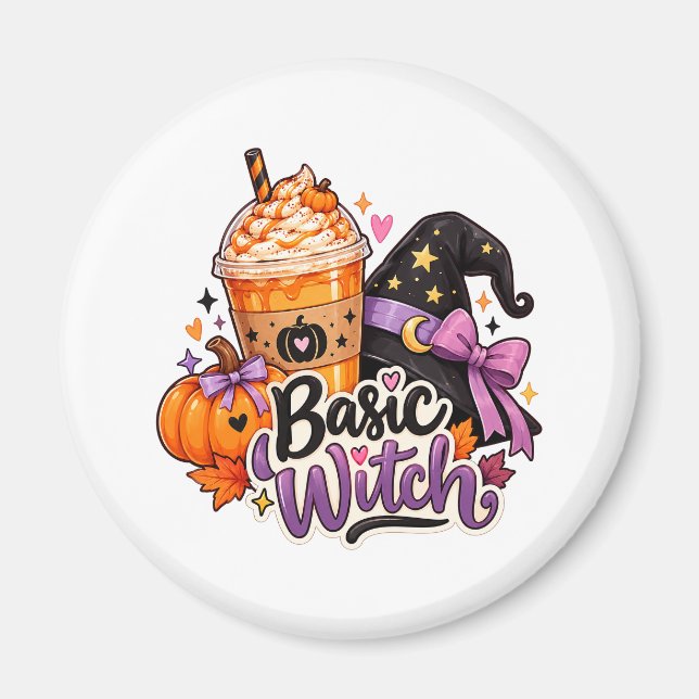 Grundläggande Häxa Söt Halloween Magnet (Framsidan)