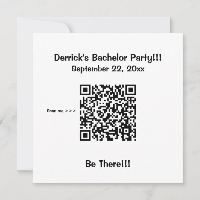 Grundläggande inbjudan till sängkammarparty med QR (Framsida)