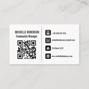 Grundläggande informationsikoner och qr-Affärsko Visitkort