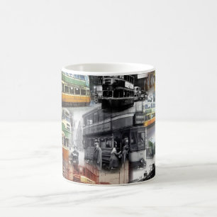 Grundläggande kaffemugg med bilder av spårvagnar