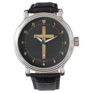 Grundläggande kristenkorguld på svart armbandsur
