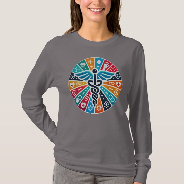 Grundläggande Långärmad för universell hälsoförsäk T Shirt (Framsida)