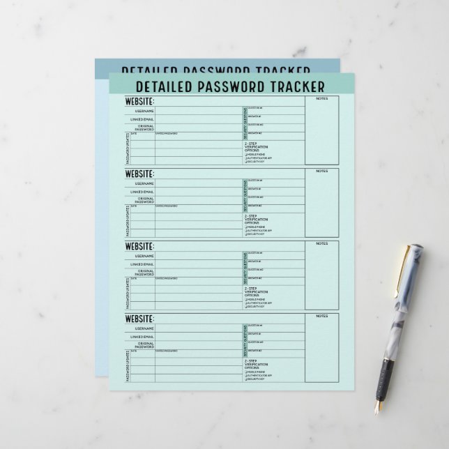 Grundläggande lösenordsspårare med användarnamn oc brevhuvud (Fram/Back In Situ)