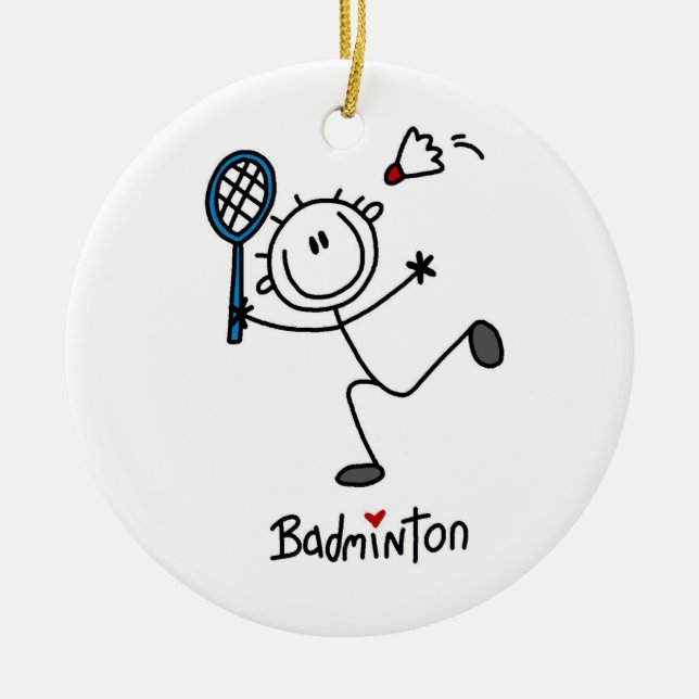 Grundläggande Male stick figurBadminton Julgransprydnad Keramik (Framsidan)