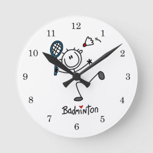 Grundläggande Male stick figurBadminton Rund Klocka