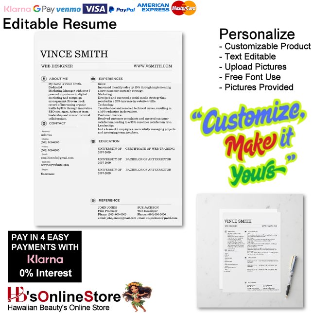 Grundläggande mall för CV-design Enkel anpassning (Basic Resume Template Design Easy Customization.)