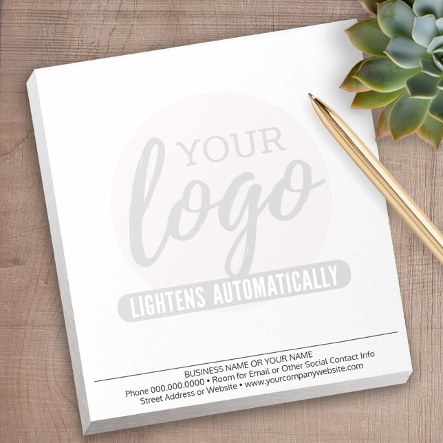 Grundläggande med Business Logotyp Watermark i bak Anteckningsblock (Personalized Notepad with Your Logo - add contact info for a great promotional product)