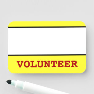 Grundläggande, minimalistisk och enkel "VOLUNTEER" Namnbricka