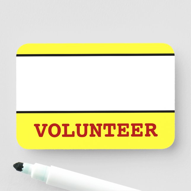 Grundläggande, minimalistisk och enkel "VOLUNTEER" Namnbricka (På plats)