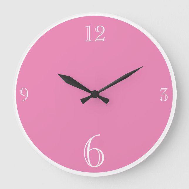 Grundläggande minimalistisk Rosa Färg Stor Klocka (Framsida)