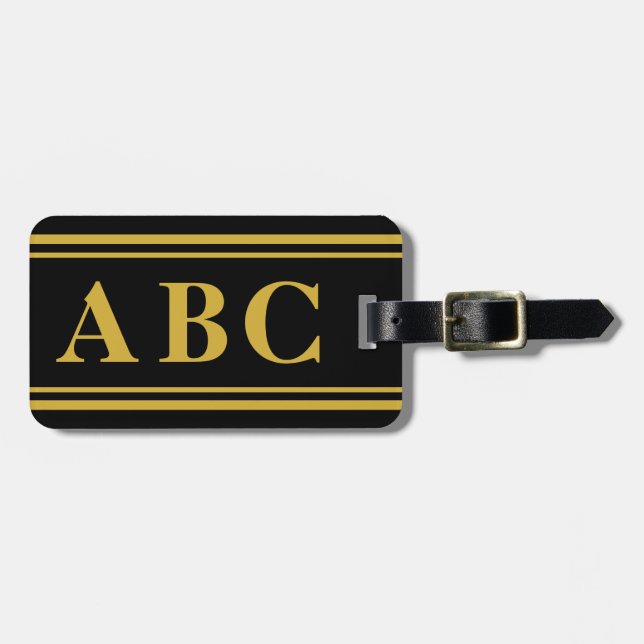 Grundläggande monogram (Guld) Bagagebricka (Horisontell Framsida)