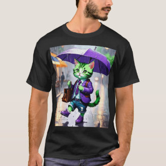 Grundläggande Mörk T-Shirt A charmerande katt i re