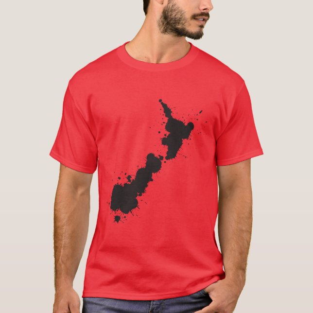 Grundläggande mörk T-tröja för Splatter NZ T Shirt (Framsida)
