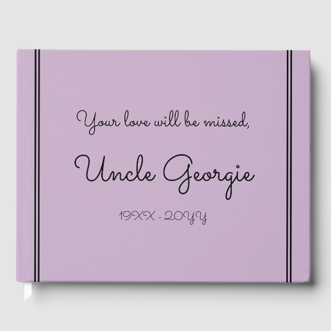 Grundläggande och minimala begravnings-/minnesgäst gästböcker (Framsida)