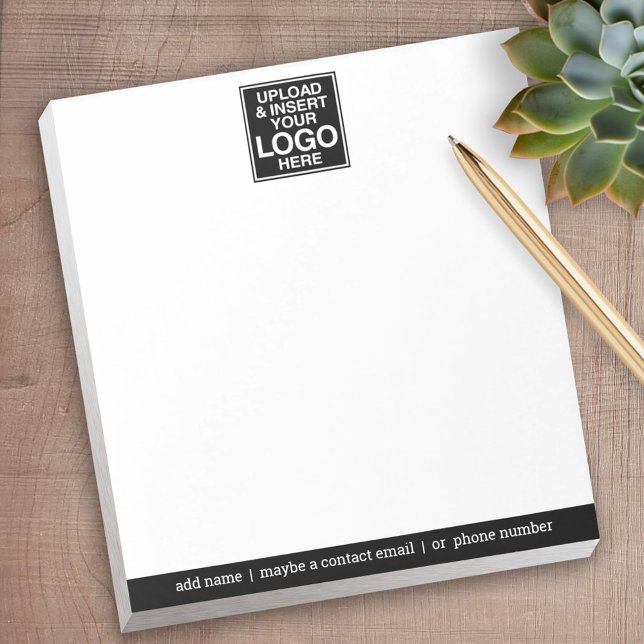 Grundläggande Office med Business Logotyp och kont Anteckningsblock (Personalized Notepad with Your Logo - add contact info for a great promotional product)